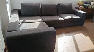 Sofá modular chaise longue gris/negro