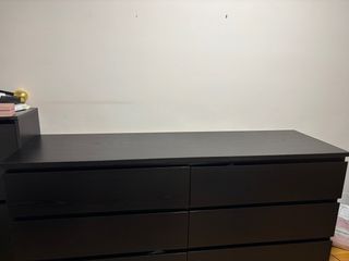 Cómoda MALM 6 cajones negro-marrón 160x78 cm