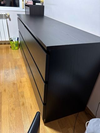 Cómoda MALM 6 cajones negro-marrón 160x78 cm