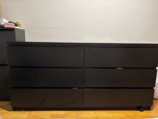 Cómoda MALM 6 cajones negro-marrón 160x78 cm