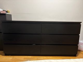 Cómoda MALM 6 cajones negro-marrón 160x78 cm