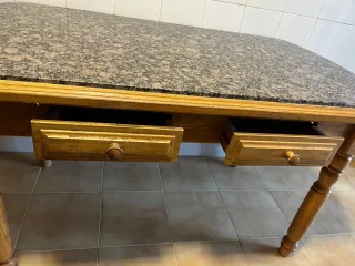 Mesa de cocina piedra y madera 142x80x80