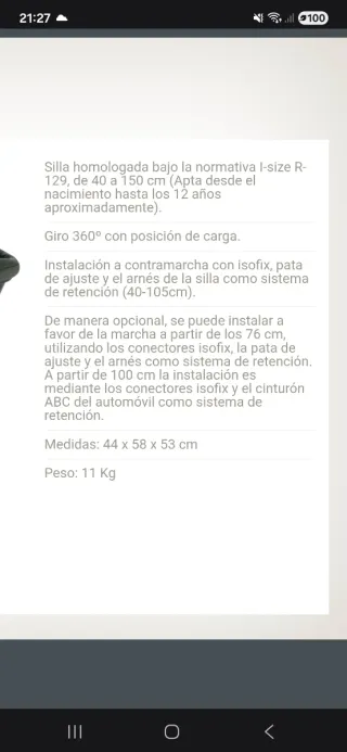 Silla de coche con Isofix