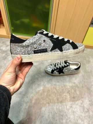 Golden Goose Sneakers Lentejuelas Plata y Negro