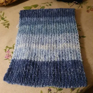 Cuello Buff Lana Artesano Azul Blanco