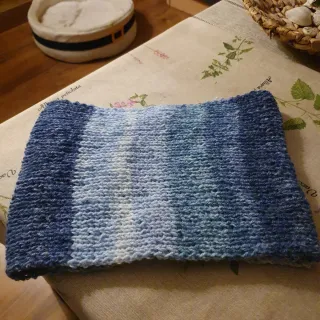 Cuello Buff Lana Artesano Azul Blanco