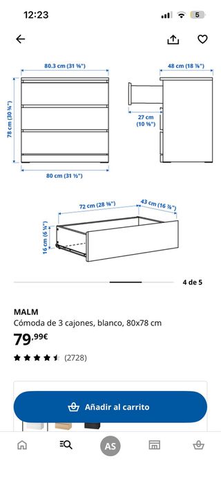 Cómoda Malm Ikea Blanca