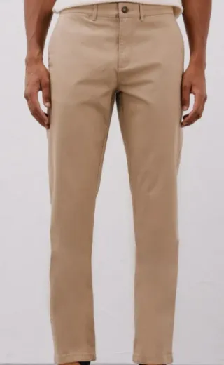 Calças de sarja bege homem