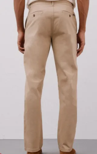Calças de sarja bege homem