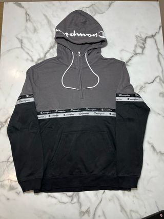 Sudadera Champion Media Cremallera Gris/Negra