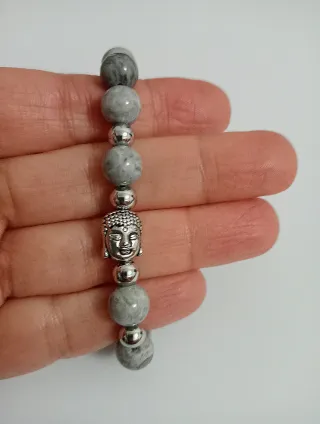 Pulseira Pedras Cinzentas com Buda