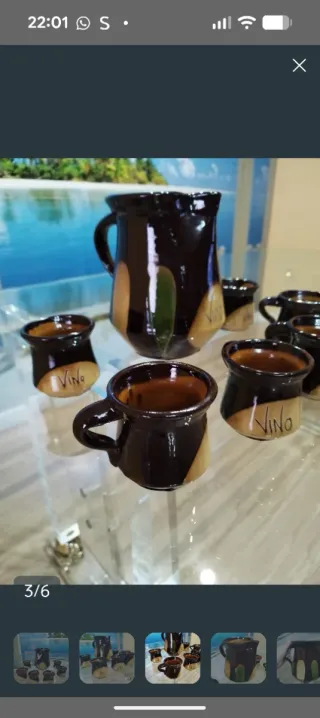 Juego de vino barro 6 tazas