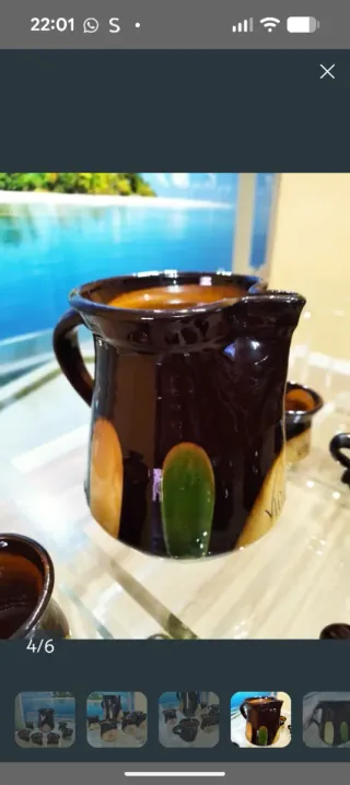 Juego de vino barro 6 tazas