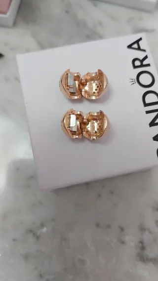 2 Charms Clip Pandora Corazón Oro Rosa