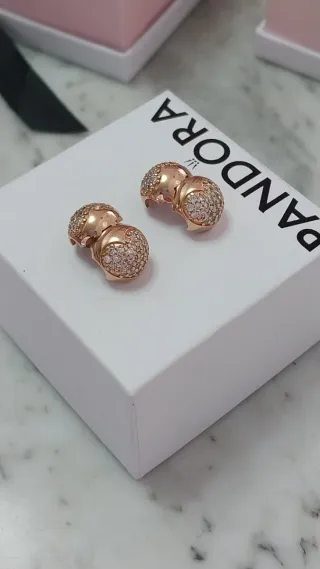 2 Charms Clip Pandora Corazón Oro Rosa