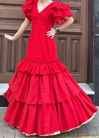 Traje de Flamenca rojo Talla 38/40