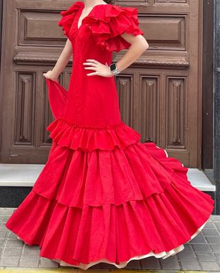 Traje de Flamenca rojo Talla 38/40