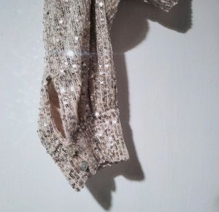 Camisa lentejuelas beige y dorada