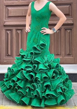 Traje de Flamenca Bordado Talla 34 elastico