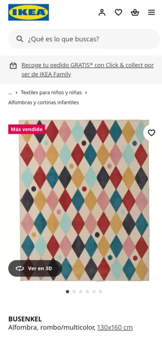 Alfombra Ikea Busenkel rombos multicolor 130x160
