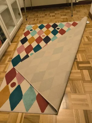 Alfombra Ikea Busenkel rombos multicolor 130x160