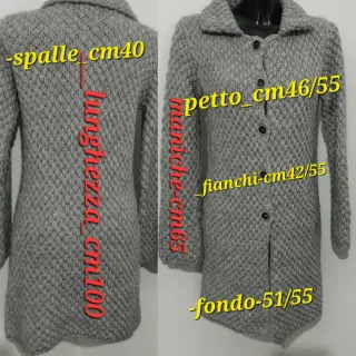 Cappotto Cardigan Illudia tg 38 lana grigio