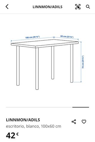 Mesa escritorio LINNMON/ADILS blanca IKEA