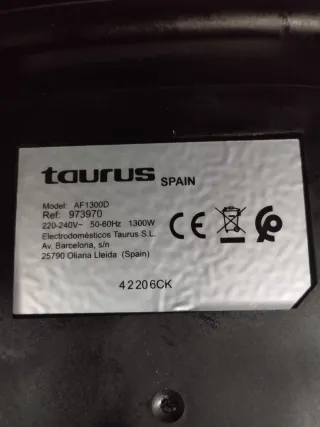 Freidora de aire Taurus Digital Negra