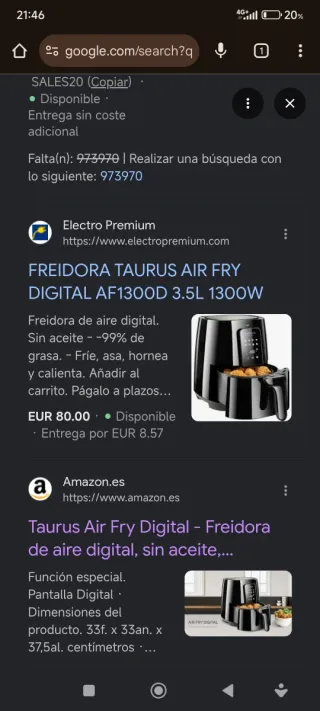Freidora de aire Taurus Digital Negra