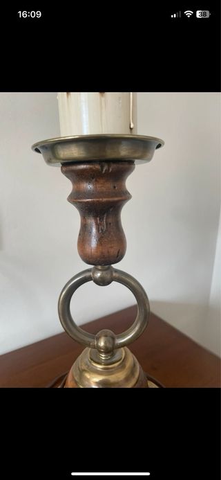 Pie de lámpara madera y metal