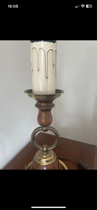 Pie de lámpara madera y metal