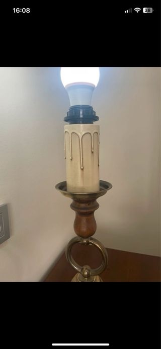 Pie de lámpara madera y metal