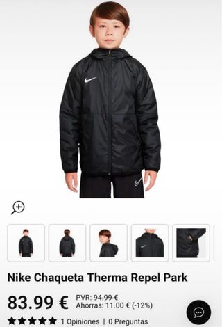 Chaqueta Nike Niño Negra con Capucha