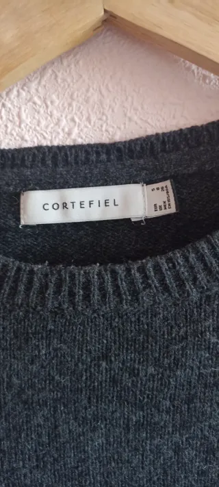 Jersey Cortefiel bordado flores gris Talla S