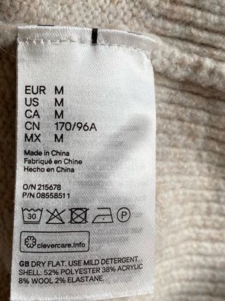 Jersey H&M beige mangas abullonadas 8% lana