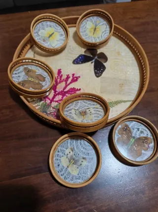 Set Sottobicchieri con Vassoio Farfalle