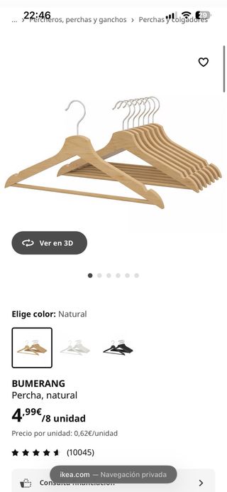 Perchas madera BUMERANG IKEA