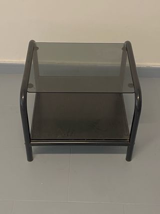 Mesa auxiliar de aluminio y cristal - SIN ENVÍO