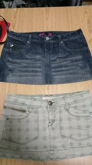 Falda mini vaquera y de cuadros