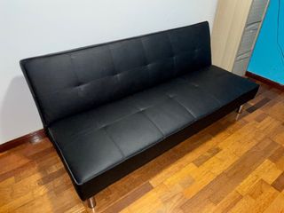 Sofá Cama Negro Piel Sintética