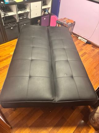 Sofá Cama Negro Piel Sintética