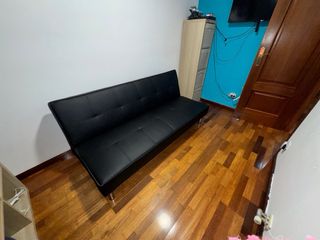 Sofá Cama Negro Piel Sintética