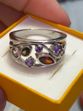 Anillo Acero con Piedras Vintage