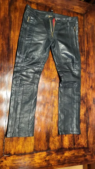 Pantalón Cuero Dsquared2 Negro hombre