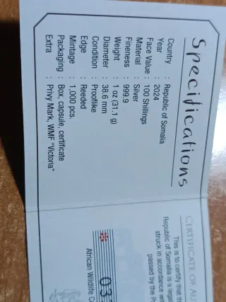 Onza Plata Elefante Somalia 2024