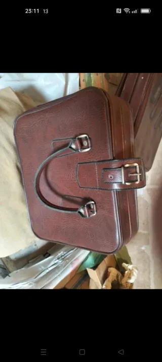 Juego de maletas de piel marron