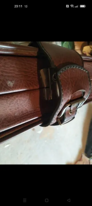 Juego de maletas de piel marron