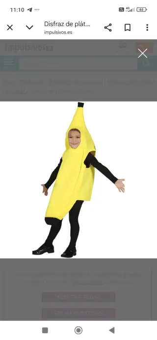 Disfraz de Plátano Infantil de 7 a 9 años