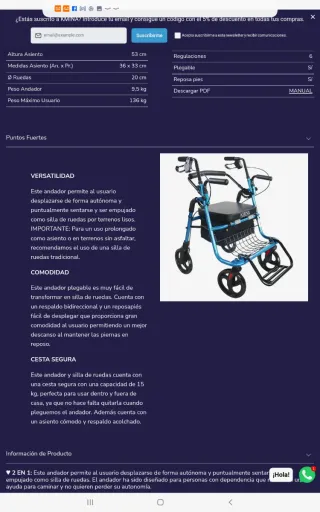 Andador KMINA plegable para adultos