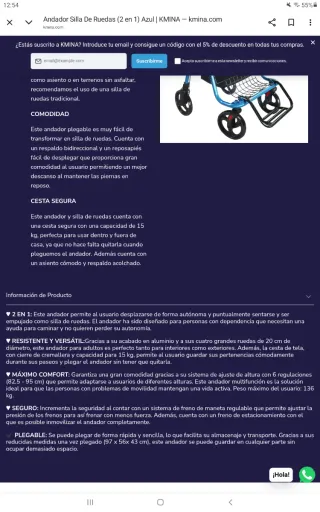 Andador KMINA plegable para adultos